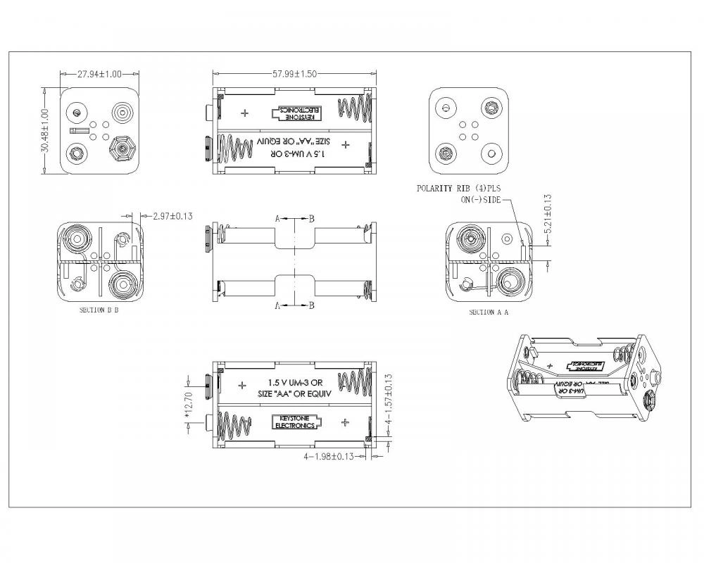 4 PIECES AA Battery Holders DOUBLE TYPE