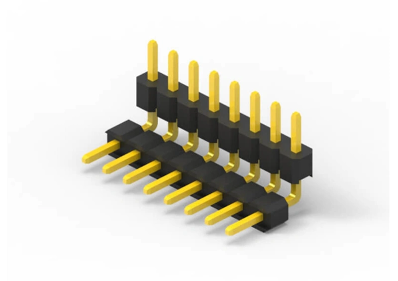 1.27 mm Pitch Male Header Connector Single Row Double Plastic DIP Right Angle