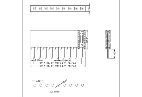 2.0mm Single Row Staright Female Pin Header Connectors