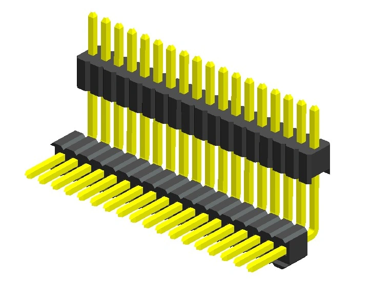 1.27mm (.050in) Pin Header Single Row Double Through Hole Right Angle
