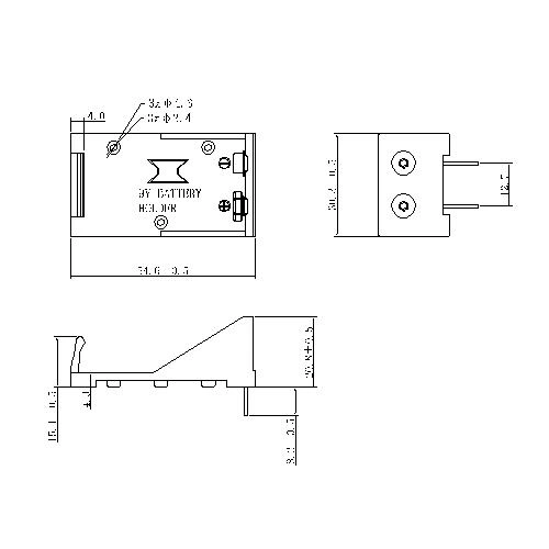 2 pieces battery holder 9V with Pins