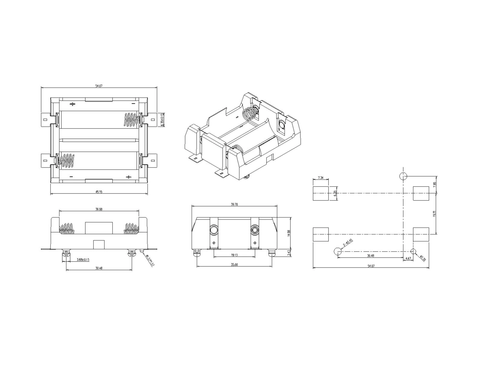 Dual Battery Holder For 18350 SMT (136)
